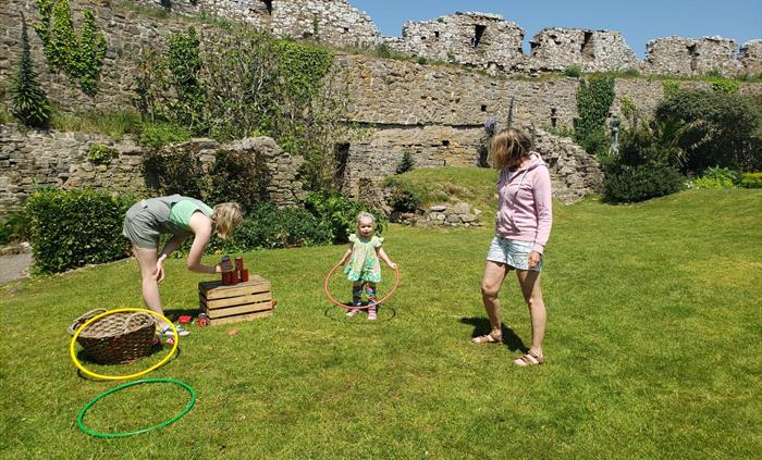 Family enjoying the outdoor games